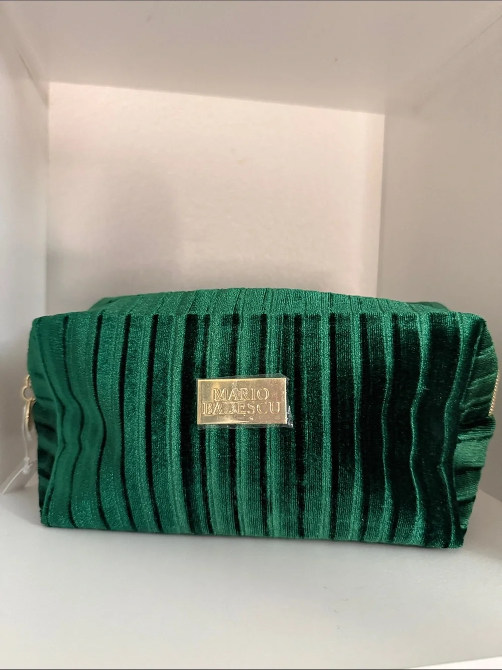 Mario Badescu Green Velvet Pleated Cosmetic Case with (3) Travel Size Products